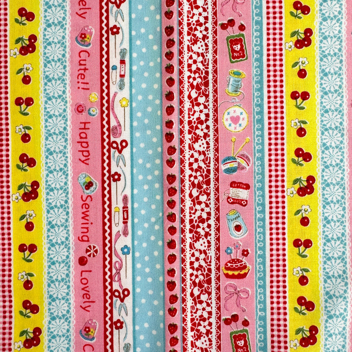 Sewing Ribbon - Pink X Blue (A) - Atsuko Matsuyama - 30's Collection - Yuwa