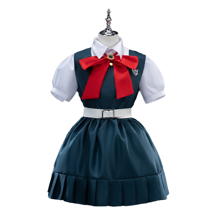 【Size S-3XL】DokiDoki-N Game Cosplay Green Red Bow Cute Costume School Uniform