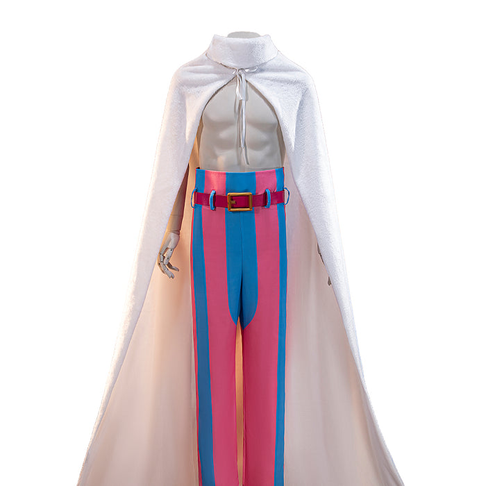 【Size XS-3XL】DokiDoki-R Anime Cosplay Costume Red Belt White Cloak Pink Blue Pants
