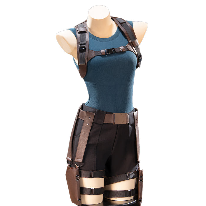 【Size XS-3XL】DokiDoki-R Game Cosplay Green Blue Vest Costume Belt With Glasses
