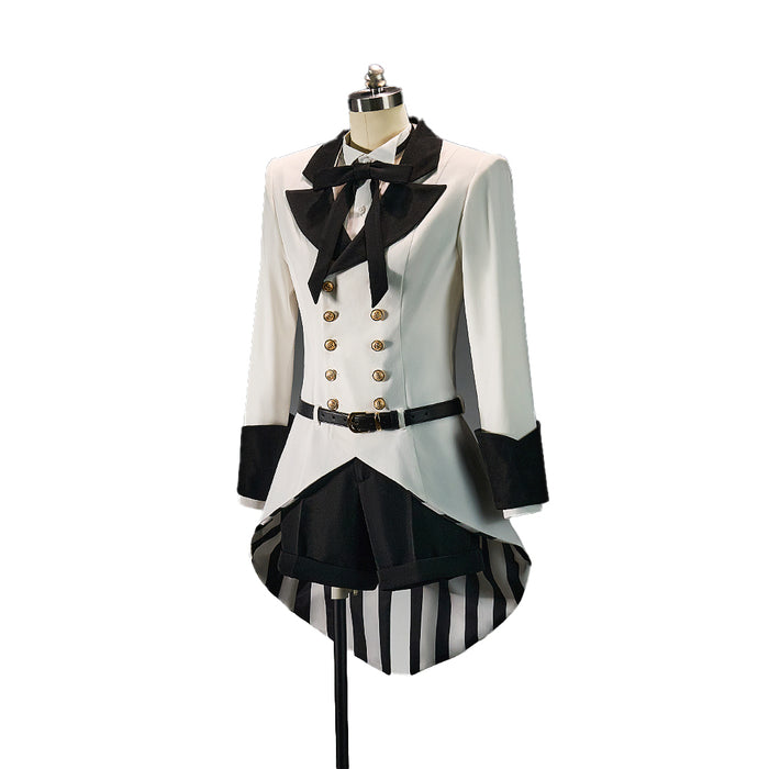 【Size XS-XL】DokiDoki-R Anime Cosplay Costume White Black Striped Suit With Hat