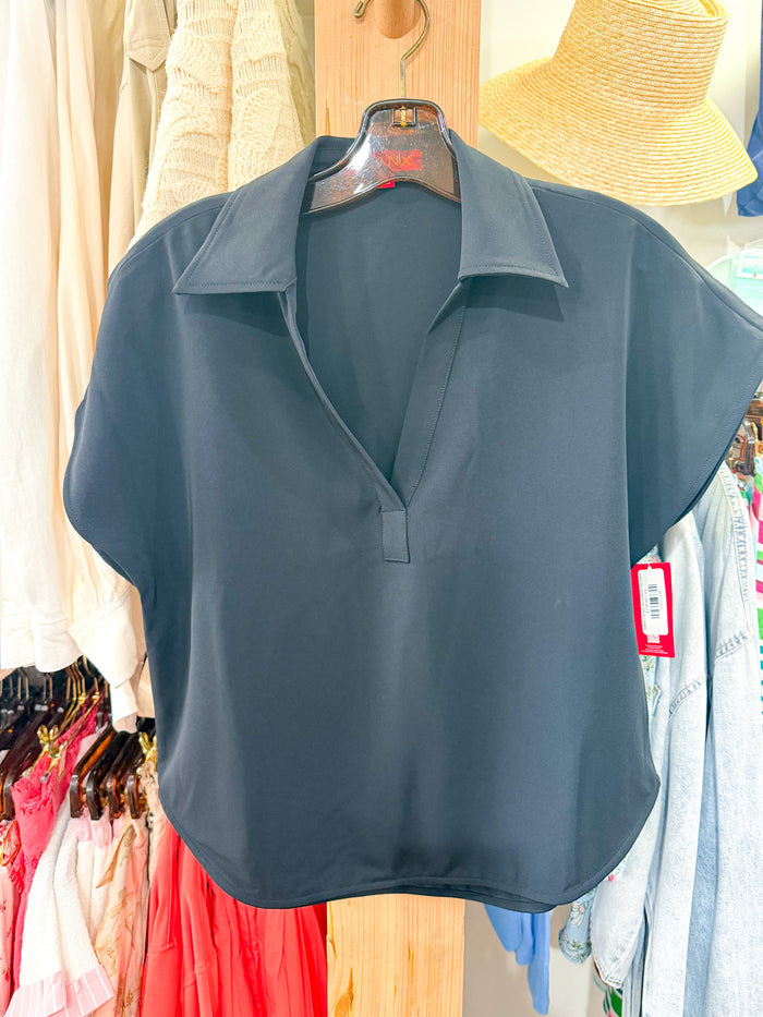 Spanx Carryon SS Collared Tee-Black