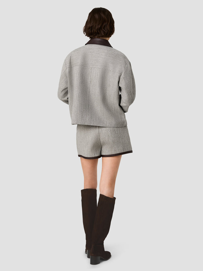 Speckled Herringbone Suiting Cropped Jacket
