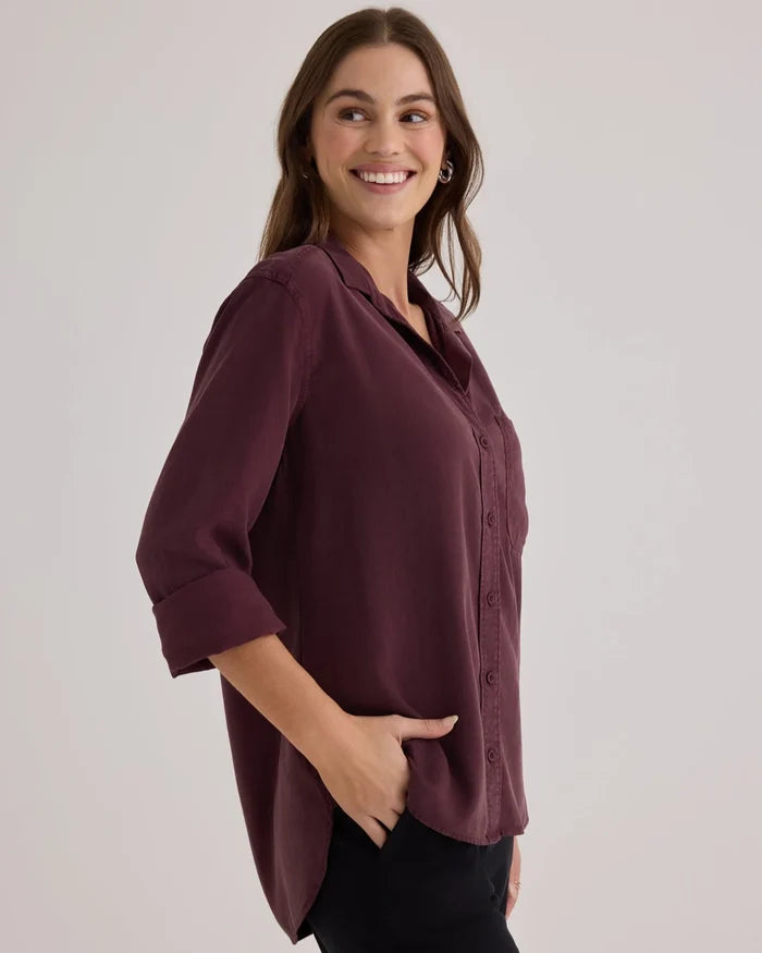 Split Back Button Down - pinot