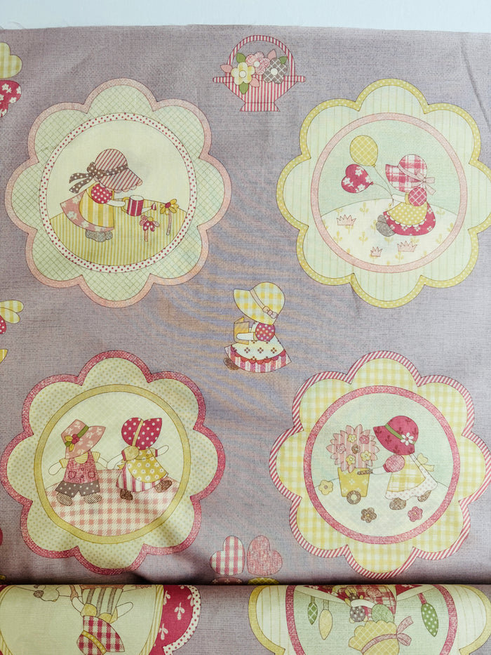 Sunbonnet Sue Dresden Flower Panel - Lavender - Kumiko Minami - Japanese Import