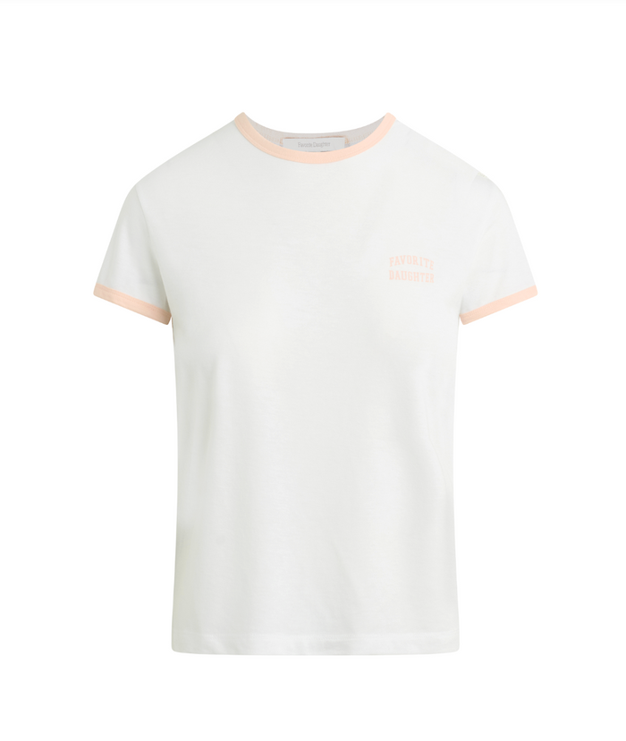 The Collegiate Logo Ringer Tee-Pale Pink