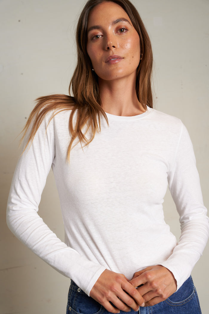 The Jamie Cotton Long Sleeve-White