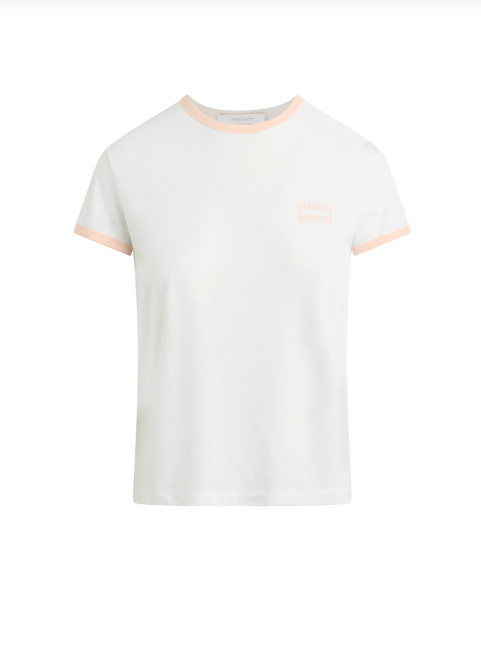 The Signature Chest Logo Ringer Tee-Pale Pink