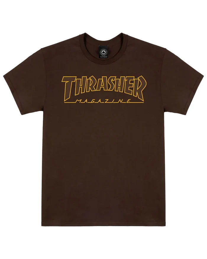 THRASHER - OUTLINED T-SHIRT DARK CHOCOLATE