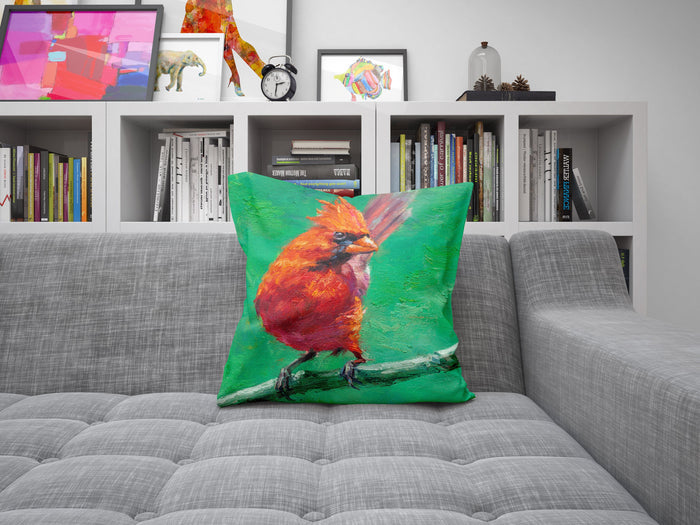 Throw Pillow Cover, Northern Cardinal Red Bird Pillow, Comfortable, Red Pillow Cases, Modern Pillow, Large Pillow Cases, Farmhouse Pillow