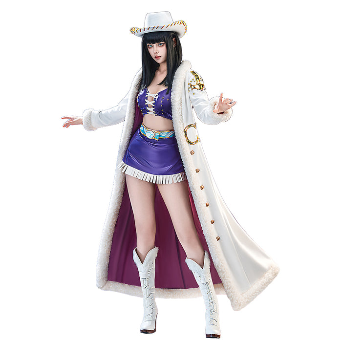 【US/EU Local Shipping】【Size XS-3XL】DokiDoki-R Anime Cosplay Women Costume Purple White With Hat / Long Cape