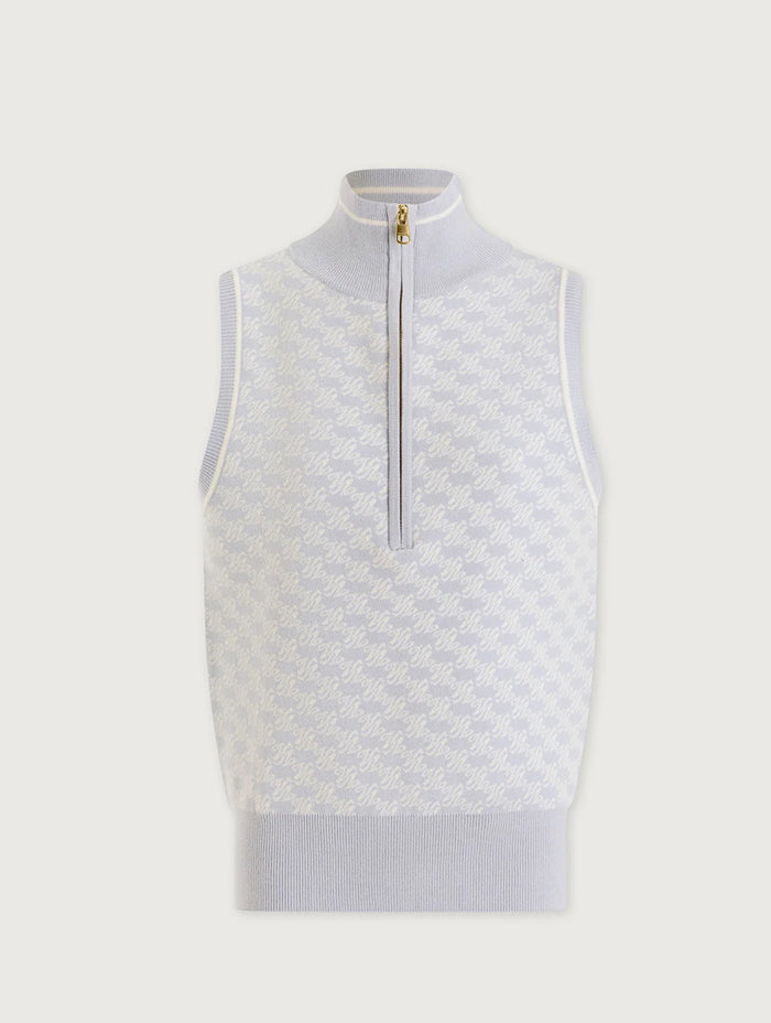 Vincent Half Zip Knit - Xenon Blue/White