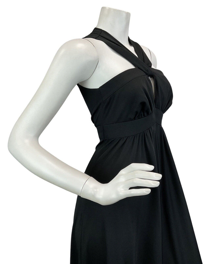 VINTAGE 60s 70s BLACK CROSS FRONT STRAPLESS PARTY BOHO FOLK MAXI DRESS 6