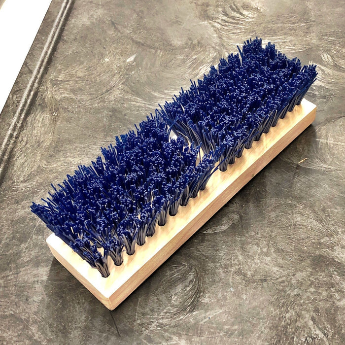 10” DECK SCRUB WITH WOOD BLOCK ( STIFF BLUE )