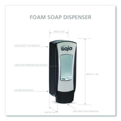 1250ml BLACK/S.S. GOJO ADX FOAM SOAP DISPENSER (8888) (soap refills sold separately)