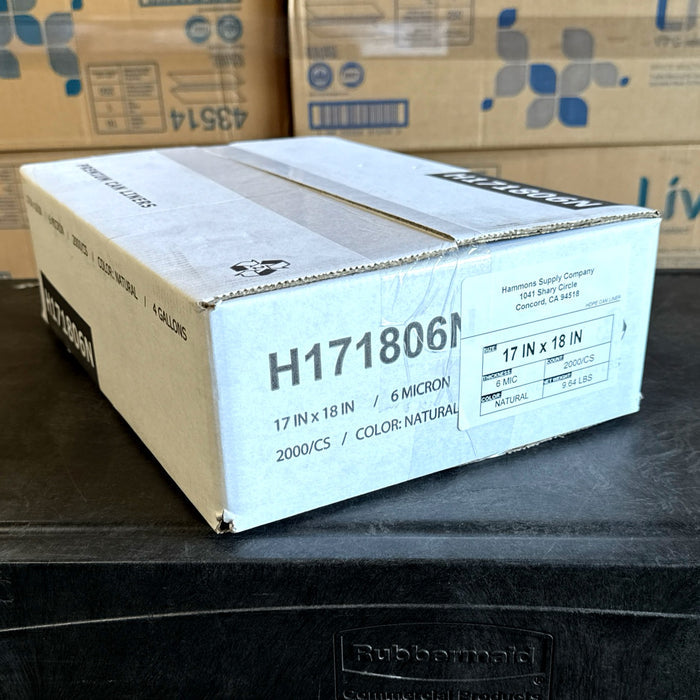17X18 6 MICRON CLEAR LINERS 2000/CS ( 4 GALLON )