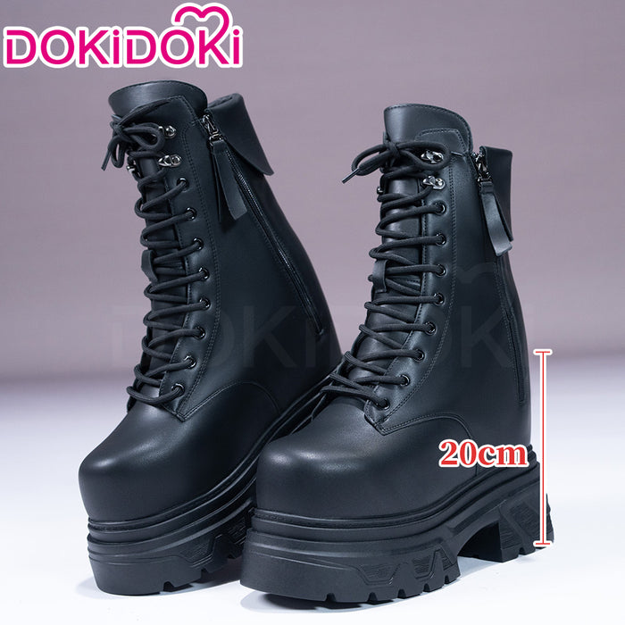 【20 CM】DokiDoki Height Increasing Shoes / Elevator Shoes Black Boots Invisible Thick-Soled Platform Shoes