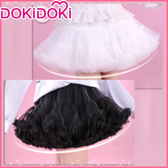 【31 CM】DokiDoki Game Anime Cosplay Prop Black / White Bustle Skirt Petticoat Lolita Dress