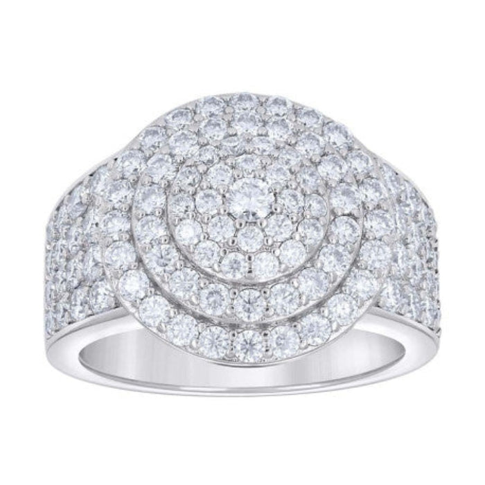 925 Sterling Silver Men's Moissanite Round Head Cluster Ring