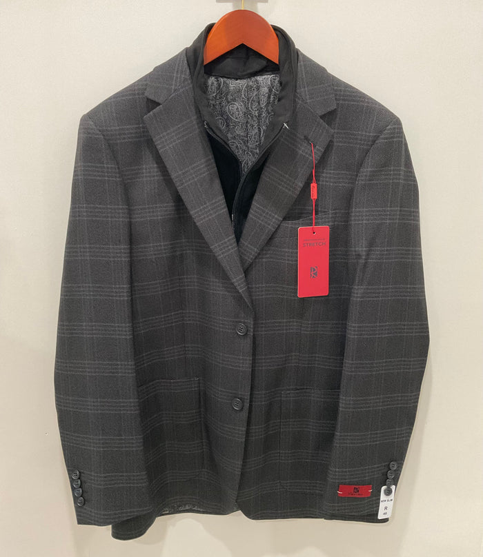 Black Plaid Bib Blazer