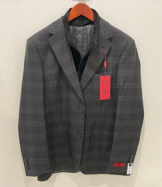 Black Plaid Bib Blazer