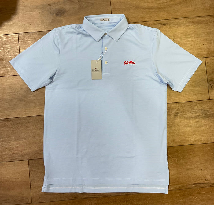 Ole Miss Club Pinstripe Polo - Heritage Blue