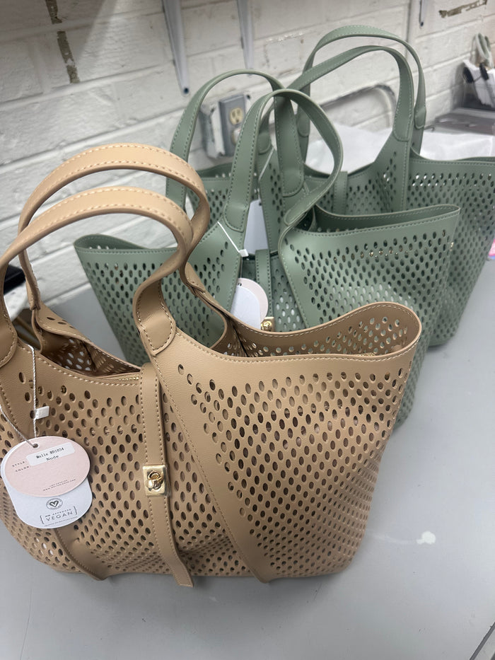 Malia Nude Laser Cut Tote Bag
