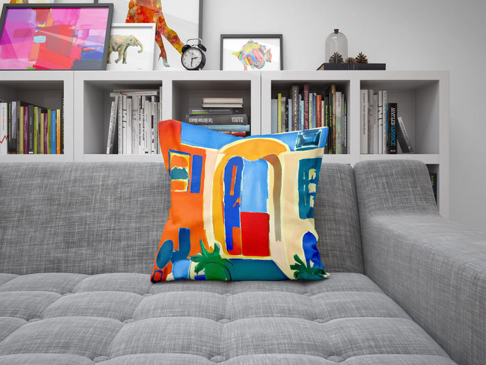 A Parisian Courtyard, Toss Pillow, Abstract Throw Pillow Cover, Soft Pillow Cases, Colorful Pillow Case, Contemporary Pillow, 24X24 Pillow