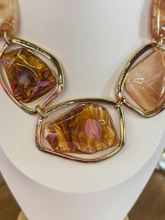 Acrylic Brown Stone Necklace