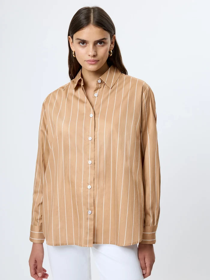 Alexis Poplin Fine Line Shirt-Macchiato