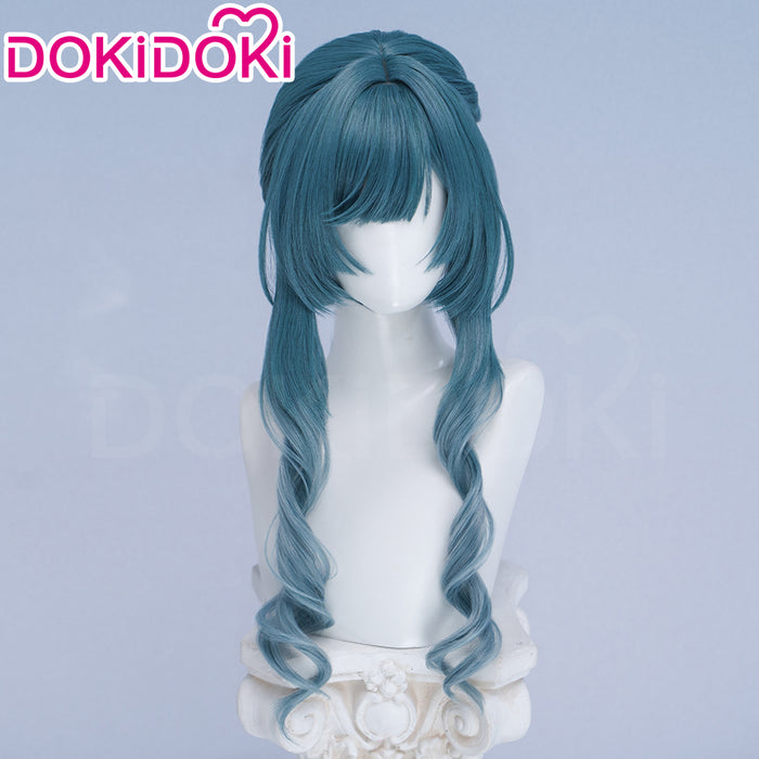 【All-in-one Ver Ready For Ship】DokiDoki Game Arknights: Endfield Cosplay Xaihi Wig Long Curly Cyan Blue Braided Hair