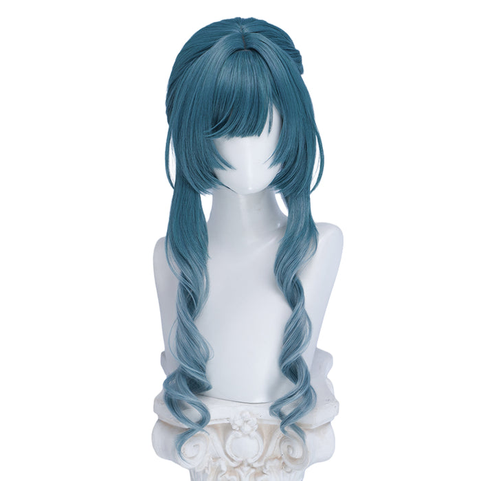 【All-in-one Ver Ready For Ship】DokiDoki Game Arknights: Endfield Cosplay Xaihi Wig Long Curly Cyan Blue Braided Hair