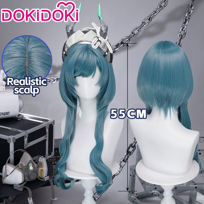 【All-in-one Ver Ready For Ship】DokiDoki Game Arknights: Endfield Cosplay Xaihi Wig Long Curly Cyan Blue Braided Hair