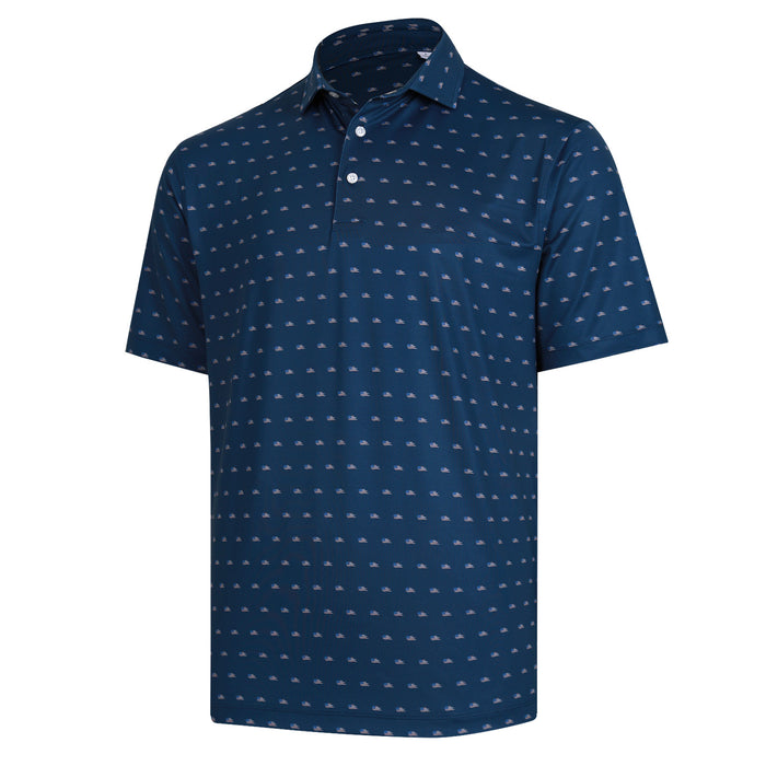 American Flag Polo - Denim Blue