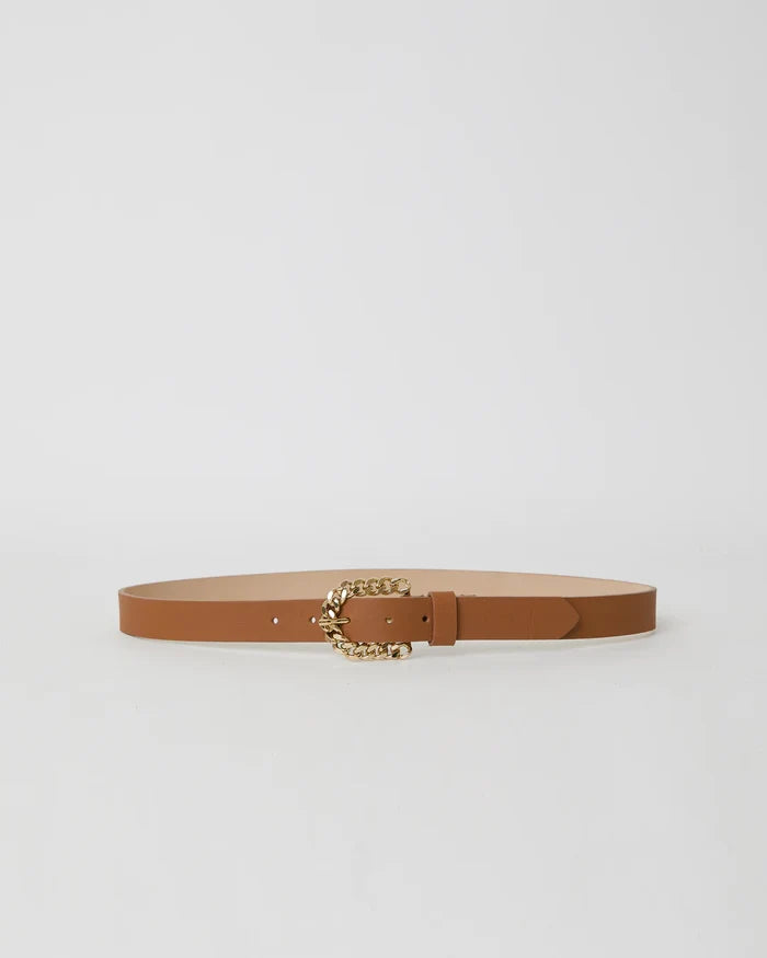 Amias Mini Leather Belt - Cuoio Gold