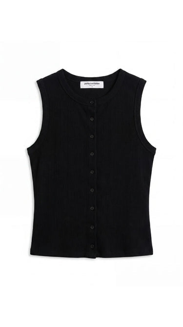 Andrea Luxe Rib Sleeveless Cardigan - True Black