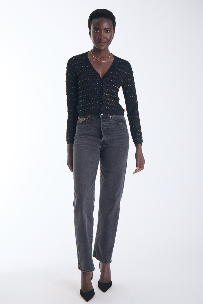 Anna Studded Cardigan-Black