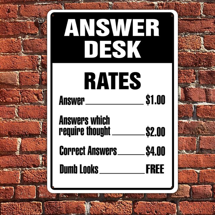 Answer Desk Metal Sign Wall Decor Farmhouse Sign For Bar Decor Gifts - Funny Metal Sign