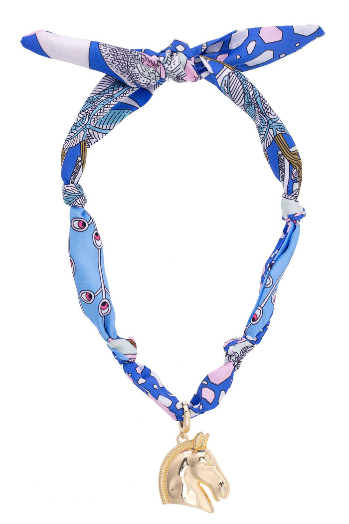 Ash Horse Head Scarf Necklace