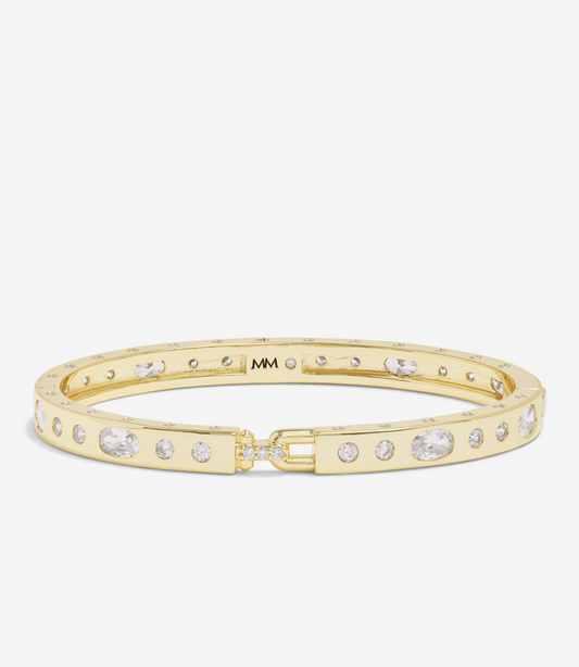 Ashley Sunset Lock Cuff 6mm-Gold/White