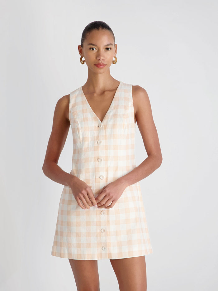 Aspen Linen Gingham Mini Dress