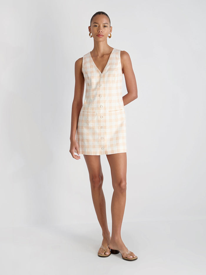 Aspen Linen Gingham Mini Dress