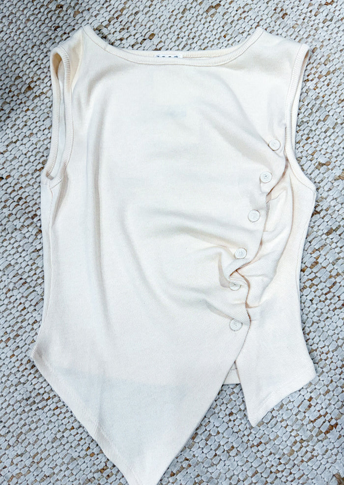 Assymetrical Ribbed Tank-Ivory