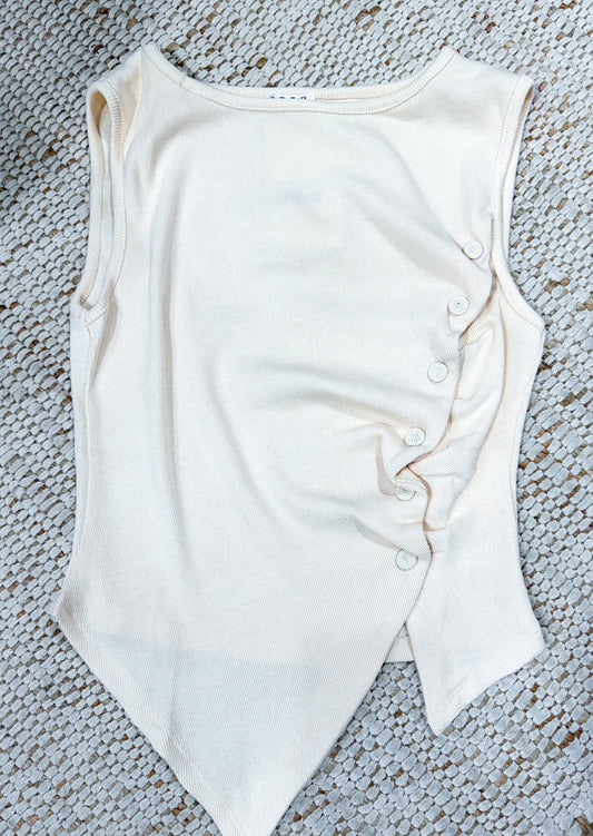Assymetrical Ribbed Tank-Ivory