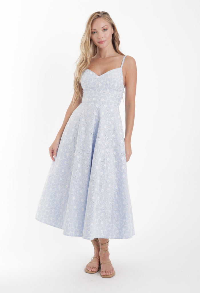 Auri Embroidered Stripe Dress
