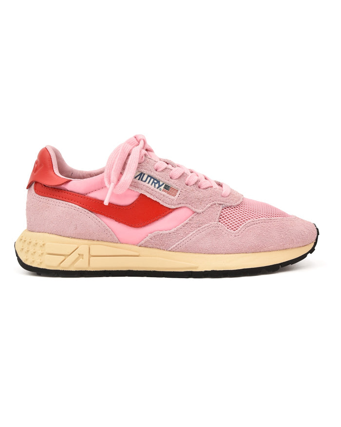 Autry Reelwind in Pink & Scarlet Nylon Suede