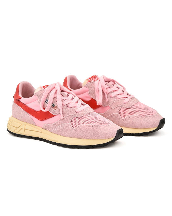 Autry Reelwind in Pink & Scarlet Nylon Suede
