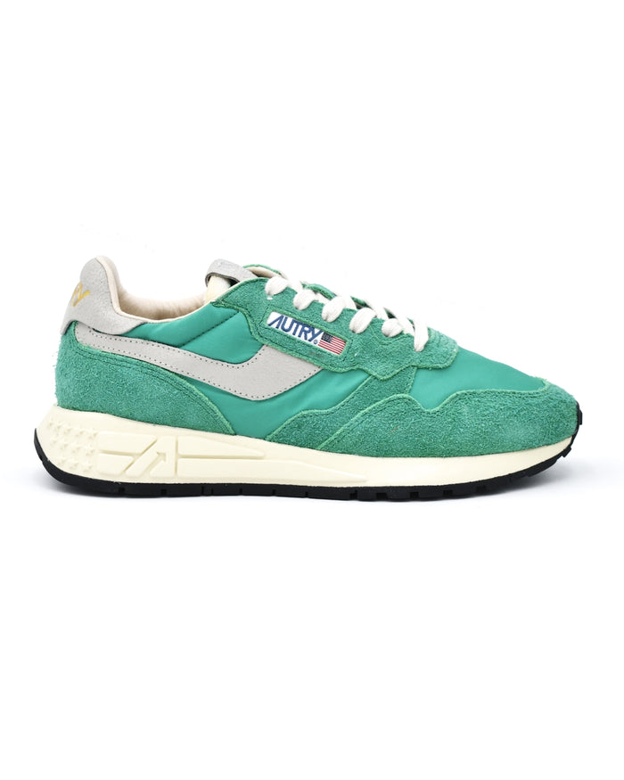 Autry Reelwind Low Sneakers in Green Nylon & Suede