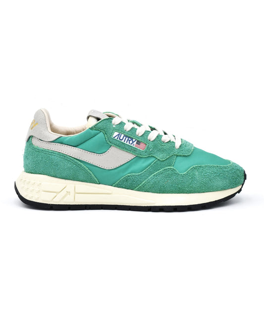 Autry Reelwind Low Sneakers in Green Nylon & Suede