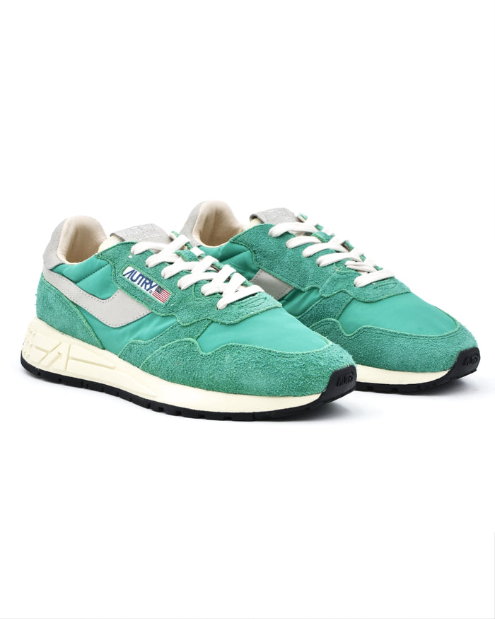 Autry Reelwind Low Sneakers in Green Nylon & Suede